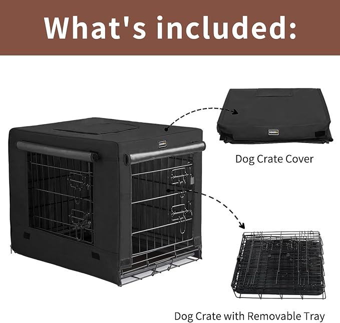 DONORO Dog Crates for Small Size Dogs Indoor Double Door Dog Kennels & Houses for Puppy and Cats, Collapsible Metal Contour Dog Cages (Black, 24.0" L x 18.0" W x 20.0" H)