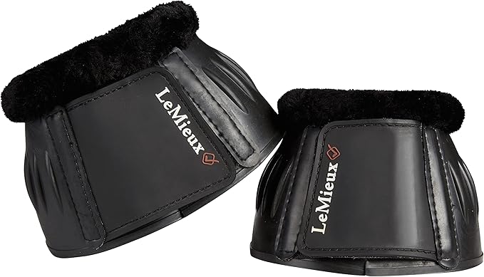LeMieux Black Rubber Bell with Fleece Overreach Horse Boots - Protective Gear and Training Equipment - Equine Boots, Wraps & Accessories