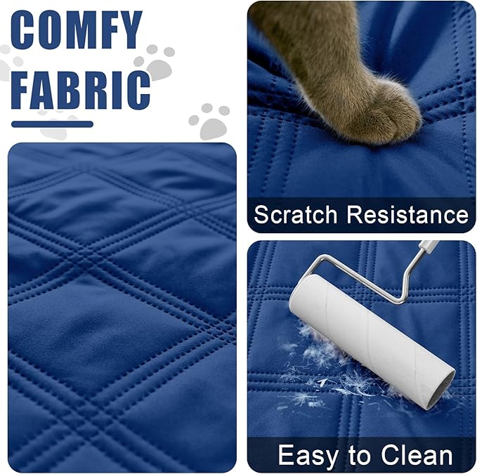 Smiry Waterproof Dog Bed Cover Blanket 30x95, Soft Reversible Pet Blanket, Washable Leakproof Cats Dogs Couch Cover for Sofa, Couch, Furniture, Lattice, Navy/Blue