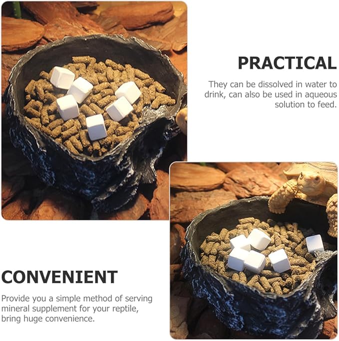 VOSAREA Tortoise Tank Calcium Cubes 6pcs Mineral Molar Calcium Blocks for Reptiles and Aquatic Turtles Supplementing Trace Elements and Enhancing Strength in Aquarium Use