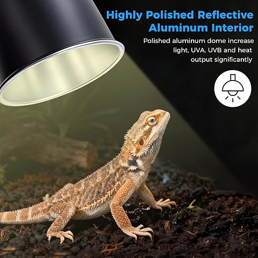 5.5 Inch Reptile Deep Dome Light Fixture with Reptile Terrarium Thermometer Hygrometer
