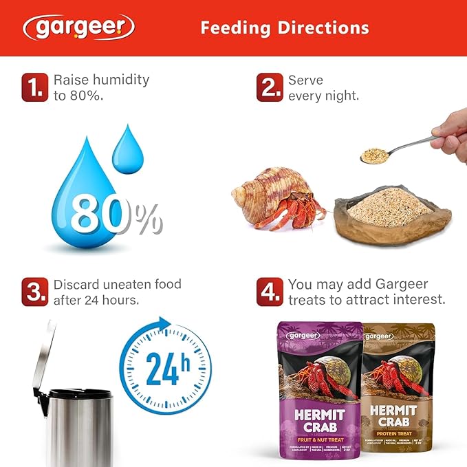 Gargeer 2oz Hermit Crab Spectrum Complete Diet. Easily Digested, Non-GMO Premium Ingredients Only. Strengthen, Beautify Crab’s Exoskeleton & Support All Nutritional and Immune System Needs