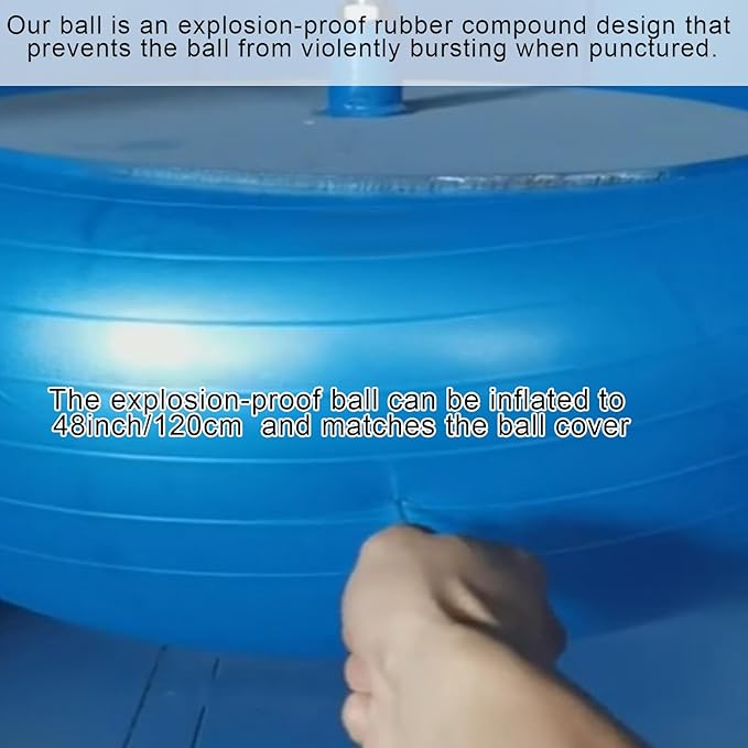 48 Inch Giant Herding Ball with Cover Anti Burst Ball Please Watch VCR for How to Inflation Large Horse Toys for Horse Stall Entertainment Play, Pump Included (Blue-Yellow)