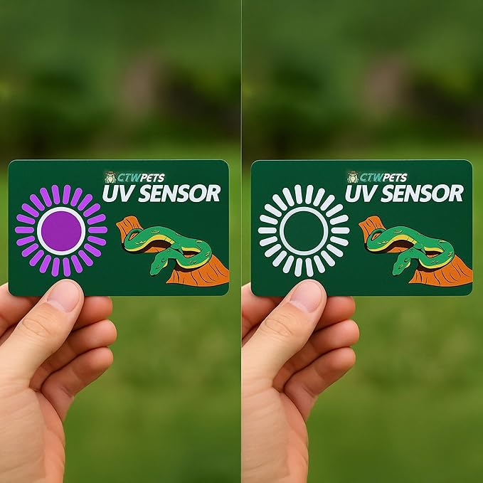 CTWPets UVB Tester Reptile Lamp UV Sensor Reptile UVA UVB Fluorescent Lamp Tester Card (2 Pack)