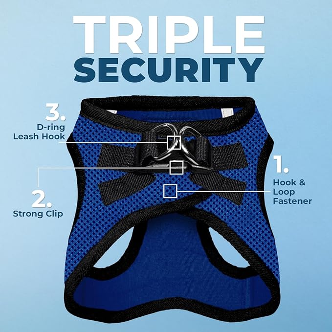 Best Pet Supplies Voyager Step-in Air All Weather Mesh Harness and Reflective Dog 5ft Leash Combo with Neoprene Handle, for Small, Medium and Large Breed Puppies - Set (Royal Blue/Black Trim), Large