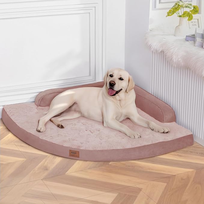 MEKIY Large Orthopedic Dog Bed with Sides XXL Dog Beds with Removable Washable Cover Non-Slip Waterproof Pet Bed for Extra Large Dogs - Pink XXL
