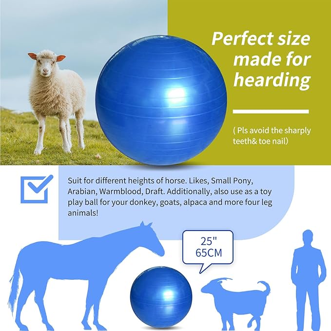 40 Inch Horse Play Balls, Herding Ball for Horses Goats-Mega Equine Ball Horse Soccer Balls for Play Training -Blue