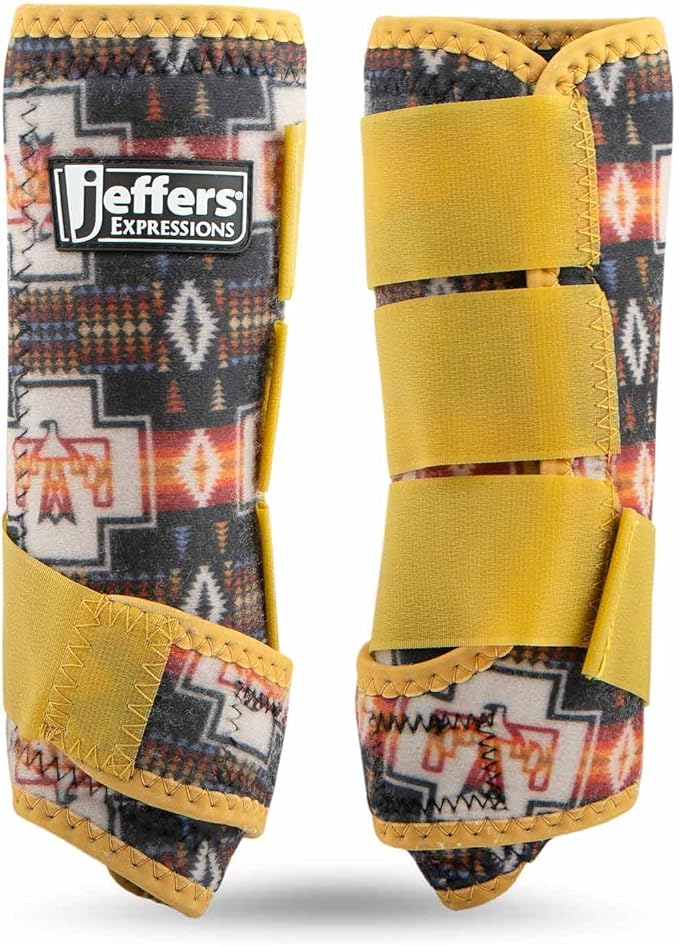 Jeffers Expression Protective Horse Boots, 1 Pair, Small - Safe Neoprene Leg Guards, Durable Strap Closures, Front & Hind Support, Equestrian Accessories for Travel & Riding - Thunderbird