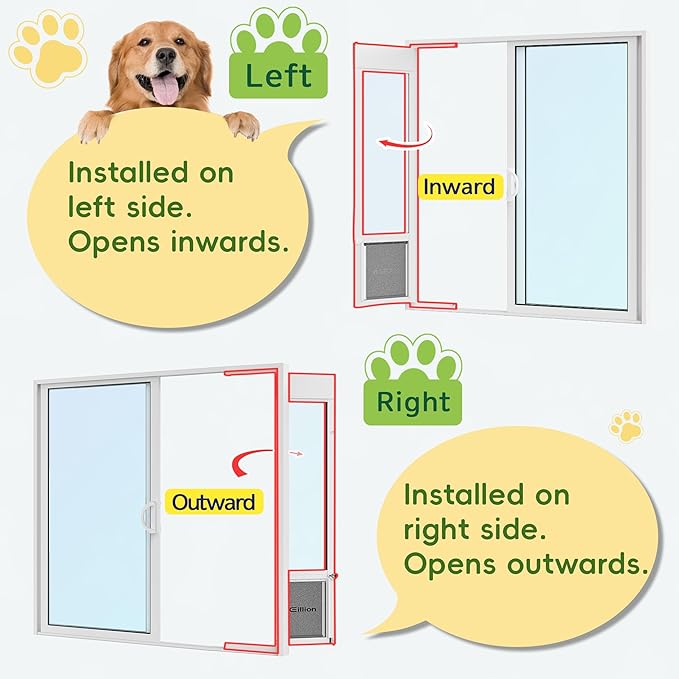 3 Flap Large Dog Door for Sliding Glass Door, Openable Pet Door for Sliding Glass Doors, Adjustable 75 7/8" to 81" Slider Height-Large