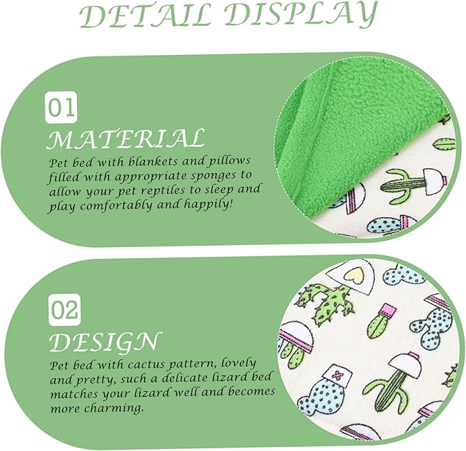Milisten Reptile Sleeping Bag Warm Lizard Pillow Hideout Mat for Bearded Dragon