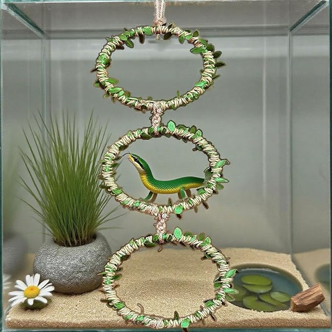 1 Pack Snake Climbing Rings for Ball Python Snake Enrichment Rings Ball Python Tank Accessories Chameleon Cage Accessories for Lizard Bearded Dragon Terrarium Gecko Reptiles