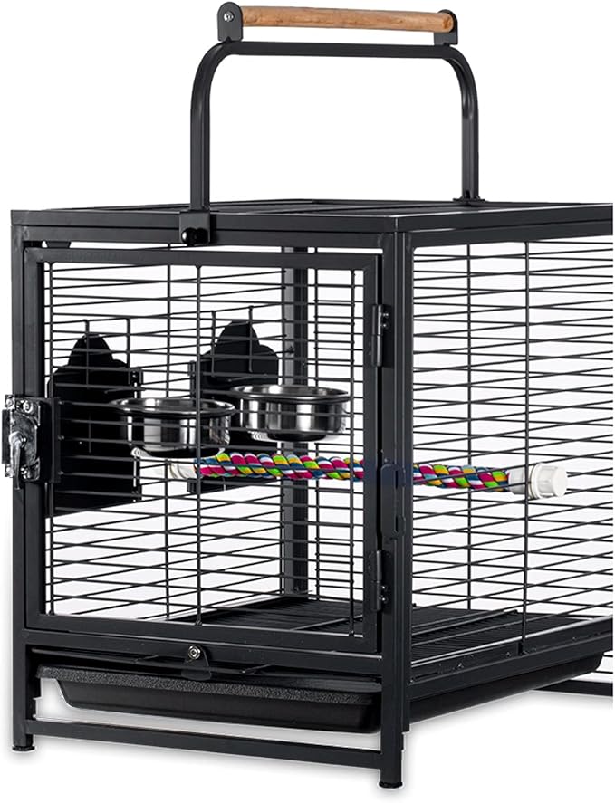 Birdcage Bird Cage Portable Bird Carrier Parrot Travel Cage with Feeding Cups Metal Breathable Travel Cage Lightweight Bird Carrier for Indoor Outdoor for Lov