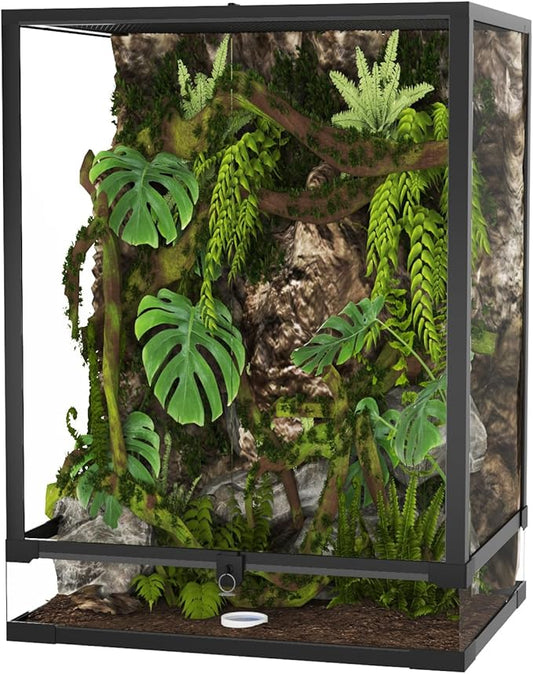 GarveeHome 67 Gallon Reptile Tall Glass Terrarium, 36" x 18" x 24", Toughened Glass Reptile Tank, Double Hinge Door & Anti Escape for Lizard Snake