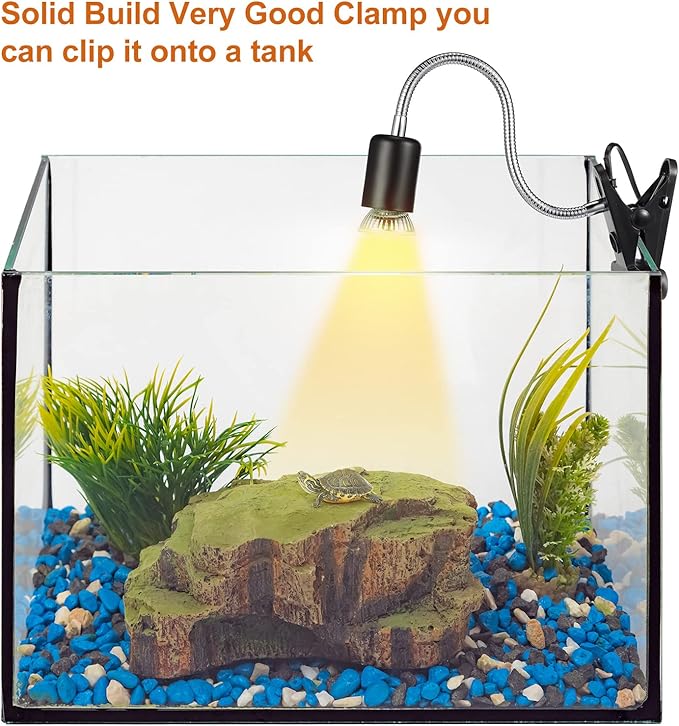 3 Set Reptile Heat Lamp UVA/UVB Turtle Heat Lamp Holder Fixture Clamp Basking Spot Adjustable 50w Full Spectrum Sun Sunbathe Bulb for Turtle Lizard Bearded Dragon Snake Aquarium Amphibian(Black)