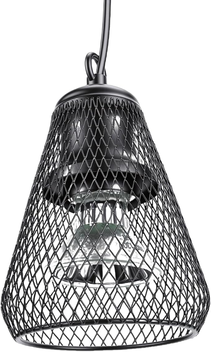 Reptile Heater Lamp Anti Scald Mesh Cage Lampshade Cover for Turtles Chicks Lizard Snake (US Plug)