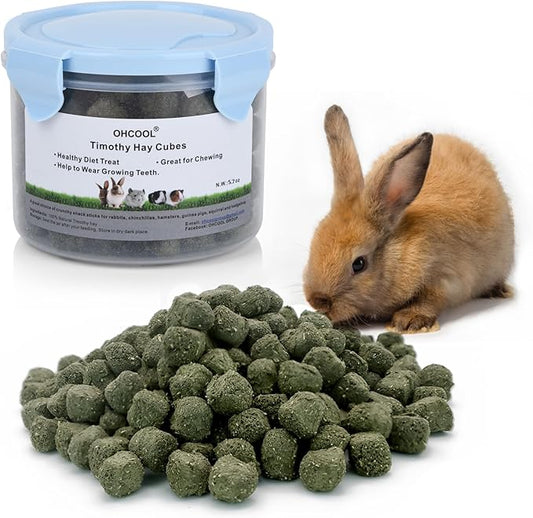 Timothy Hay Cubes 5.7oz -100% Natural Timothy Hay Made for Rabbits Sulcata Tortoise Guinea Pig, 5.7 oz