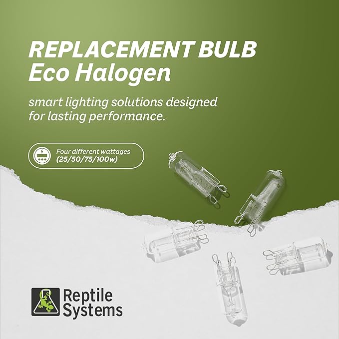 Reptile Systems Replacement Bulb Eco Halogen White Spot Lamp – White 25w, 2 Count – Replacement Bulb Kit for Reptiles & Amphibians – Light for Tanks, Vivariums & Crested Geckos