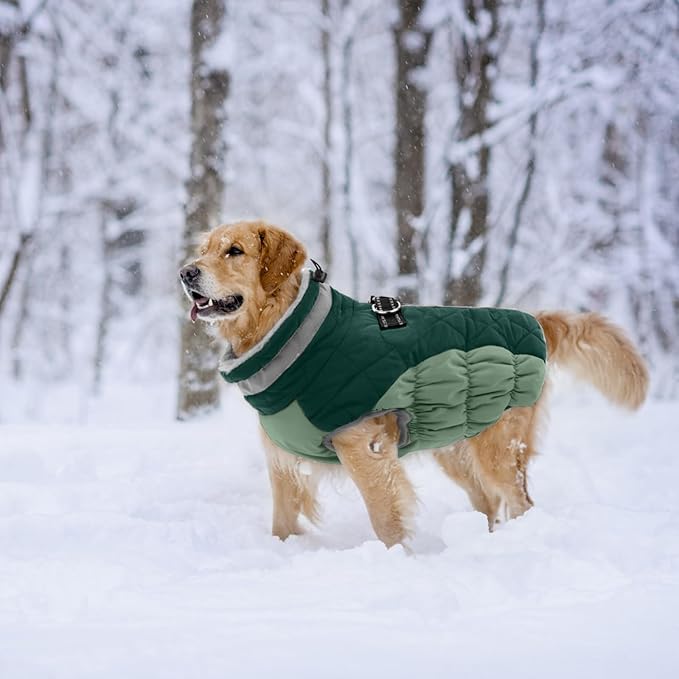 Lelepet Warm Dog Winter Coat Dog Coats for Extra Large Dogs Waterproof Dogs Jacket with Harness Built in Reflective Cold Weather Coats Windproof Zip-Up Winter Fleece Vest Snowsuit Great Dane 3XL