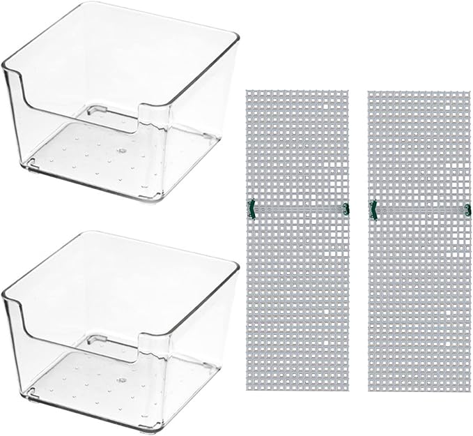 2 Pack Transparent Aquarium Tank with Climbing Ramp, Crab Habitat for Small to Medium Hermit Crabs