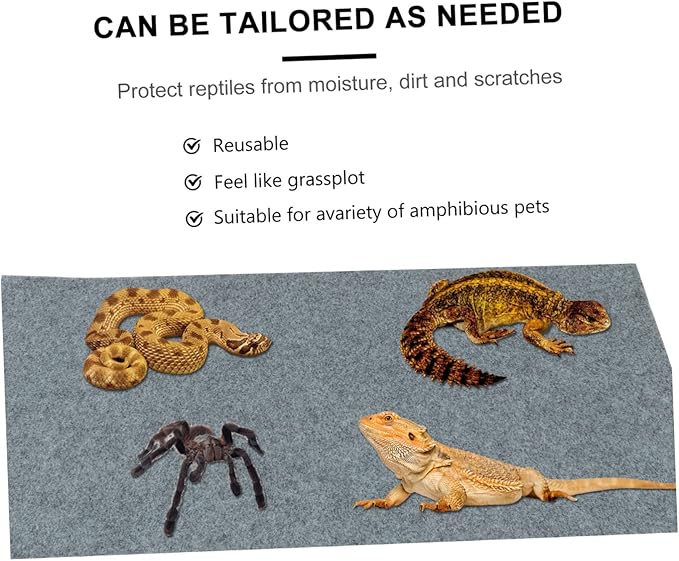 Toyvian Beard Dragon Lizard Reptile Cage Liner Pet Bedding Substrate for Terrarium Easy to Reptile Carpet Mat