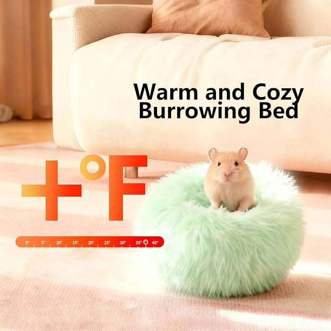2-Pack Guinea Pig Carrier and Burrowing Bed, Portable Small Animal Cage with Clear Window, Plush and Fluffy Hideaway Pet Bed for Piggies, Hamster