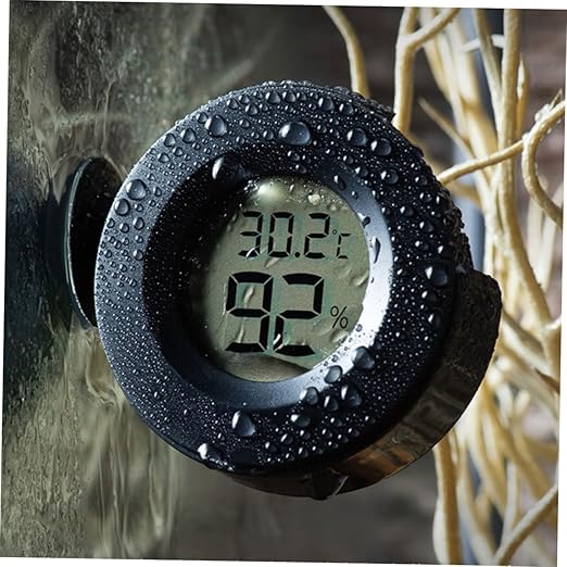 Totority 1pc Digital Hygrometer Thermometer LCD Display for Reptile Box Humidity for Snakes Lizards and Turtles Front Switchable Multi-Directional Viewing
