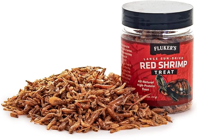 Fluker's All Natural Large Sun-Dried Red Shrimp, High Protein Treats, Aquatic Turtle Food, Great for Aquatic Frogs, Tegus, Monitors, and Tropical Fish, 0.6 oz