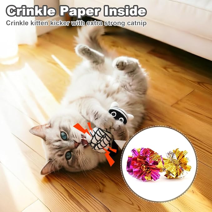 Retro Shaw Catnip Cat Toys, Horror Goth Cat Toy for Indoor Cats Kitty, 4PCS - Image 5