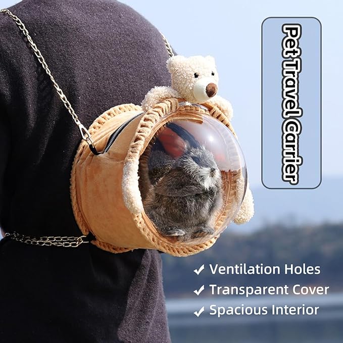 MANON ROSA Bird Carrier Backpack – Breathable Travel Bag with Clear Dome, Cute Cozy and Lightweight for Small Parrots Parakeet Lovebirds Budgie Cockatiel Sugar Gliders Hamsters Rabbits (Rabbit,Small)