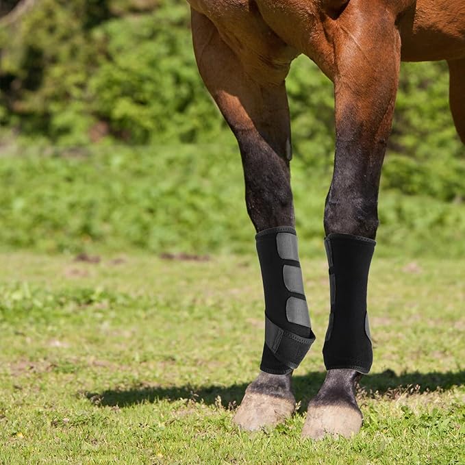 4 Pcs Horse Sport Boots - Neoprene Protective Breathable Comfy Mesh All-Round Lower Limb Protection & Support for Jumping Trail Riding Endurance Training and Performance