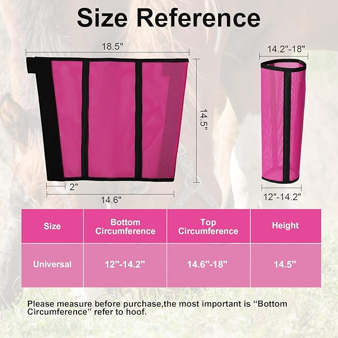 Fly Boots for Horses Set of 4 Breathable Textilene Mesh Horse Fly Boots with Stable Support & UV Protection, Comfortable Equine Boots, Reduces Stomping, Leg Fatigue & Hoof Damage(Magenta)