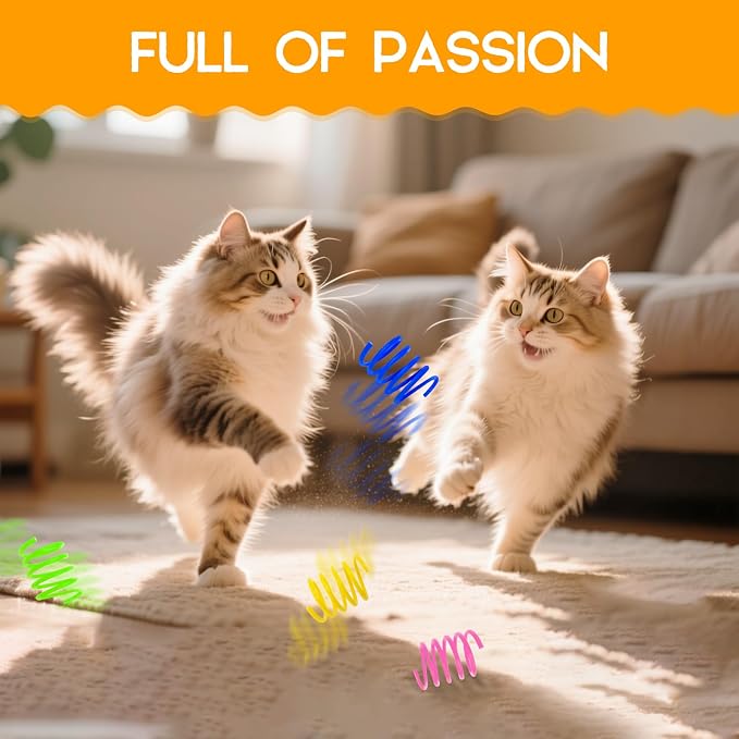 Kerros 60 Pack Plastic Cat Springs Toys for Indoor Cats,4 Colors - Image 6