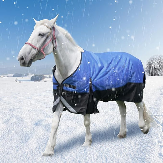 36” Winter Horse Blanket, 1200D Waterproof Poly Horse Turnout Blanket, Durable Tear-Resistant Thick Horse Blanket with Snuggit 220G Filling, Breathable Warmth Turnout Blankets for Horse