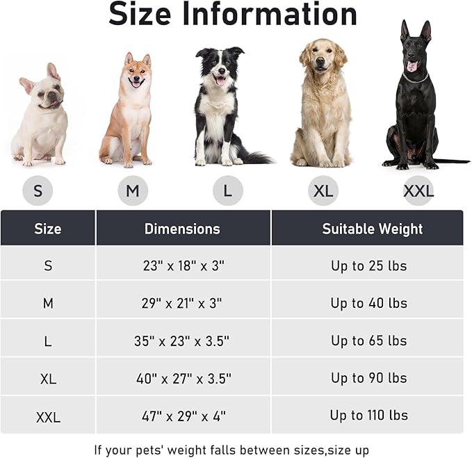 FURTIME Washable XXL Dog Bed for Extra Large Dogs, Giant Deluxe Dog Crate Beds Comfy Fluffy Kennel Pad Anti-Slip Pet Sleeping Mat, Machine Washable Dogs Pillow, 47"x29"x4", Blue