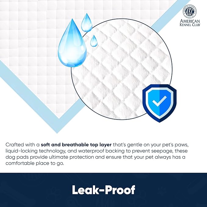 American Kennel Club Ultra Absorbent Odor Control Scented Training Pads For Dogs Leak-proof Quick Dry Gel – 22 x 22 Puppy Pads - Lavender Scented - Pack of 150