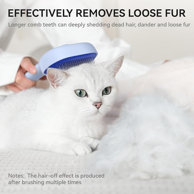 aumuca Skin Friendly Self-Cleaning Slicker Brush for Dogs & Cats, Gentle Pet Grooming Tool for Shedding & Deshedding, Efficient Hair Remover for Long & Short Haired Pets - Image 6