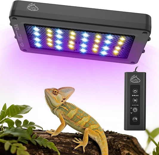QZQ UVB Light for Reptiles, 24W LED UVA UVB Reptile Lamp with Dimming and 4 Lighting Modes, New Mode 24/7 Timer, Adjustable Brightness, LED Light for Bearded Dragon, Gecko, Tortoise, Lizard