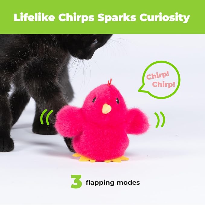 Best Pet Supplies Catify Interactive Flapping Cat Toy - Chick, Fuchsia - Image 3