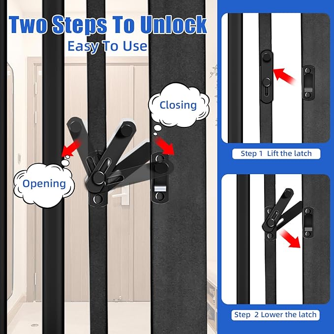 SHYUJAJIE 71 Inch Extra Tall Pet Gate for Cats, 29.5-43" Adjustable Wide Dog Gates, Pressure Mounted Walk Through Tall Cat Gate for Doorways,Hallway,Stairs,House（Black）