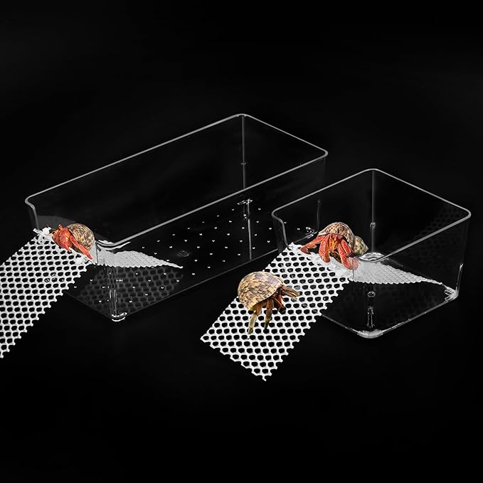U0U 2 Pack Hermit Crab Water Tank with Climbing Ramps and Salt Water for Medium or Large Hermit Crab Habitat