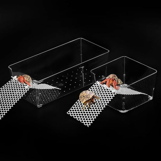 U0U 2 Pack Hermit Crab Water Tank with Climbing Ramps and Salt Water for Medium or Large Hermit Crab Habitat