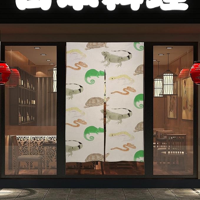 Lizard Turtle Leopard Gecko Reptile Light Blocking Door Curtain, Suitable for Bedroom Entrance