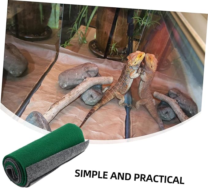 4pcs Reptile Terrarium Carpet Liner Absorbent Bedding Mat for Lizards Snakes Tortoises and Geckos Grey Substrate