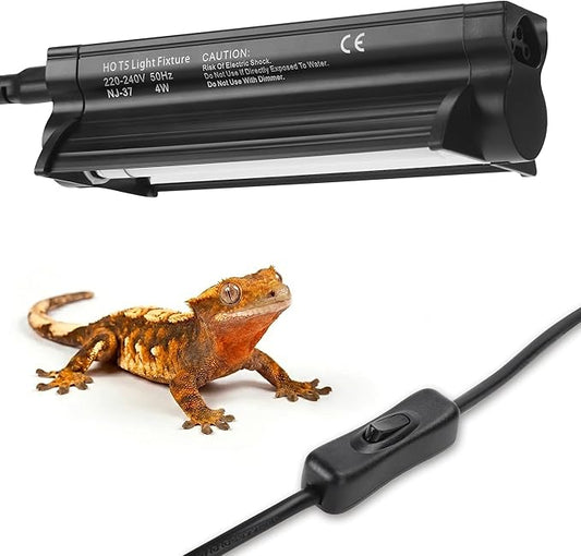 T5 HO UVB Reptile Light Kit, 6.4" Fixture with 4W 5.0 UVB Tube, Suitable for Rainforest Reptiles Including Crested Geckos