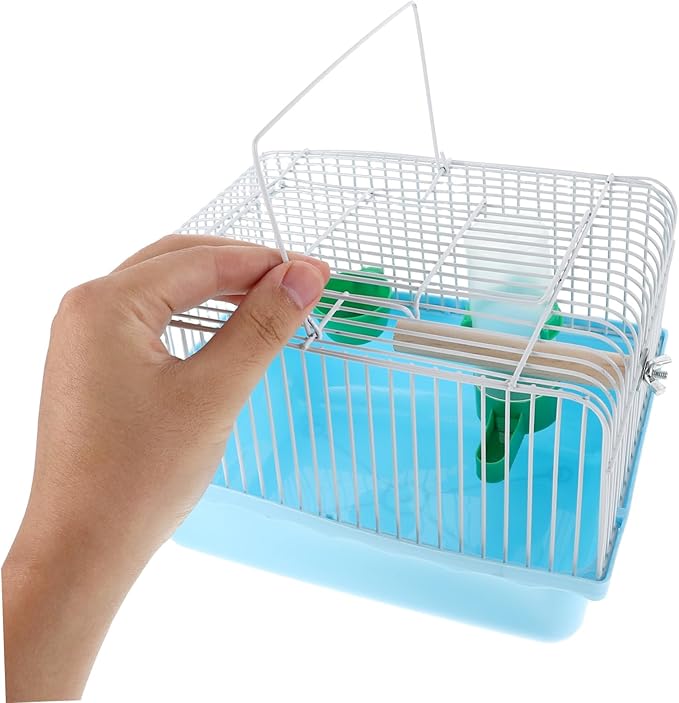 Portable Bird Carrier Cage with Water Dispenser Standing Perch and Food Tray for Parakeets Lovebirds Conures Cockatiels Small Travel Cage for Outdoor Use Lightweight and Easy to