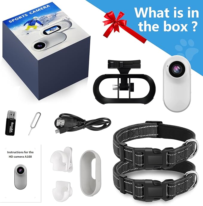 ehomful HD 1080P Cat POV Camera Collar with Video Record, Mini Small Sports Video Cameras, Body Cam Outdoor/Inoor No WiFi, Unique Pet Supplies Gift for pet Owners, Dog Moms, cat dads, Ideal Gift