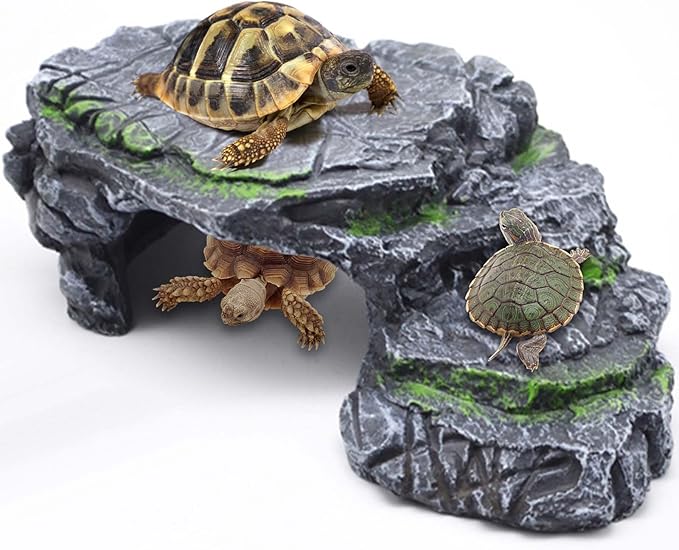 Moonorange Turtle Basking Platform Turtle Tank Decoration for Aquariums & Terrarium, Turtle, Lizard, Reptile Habitat Hideout (Black)