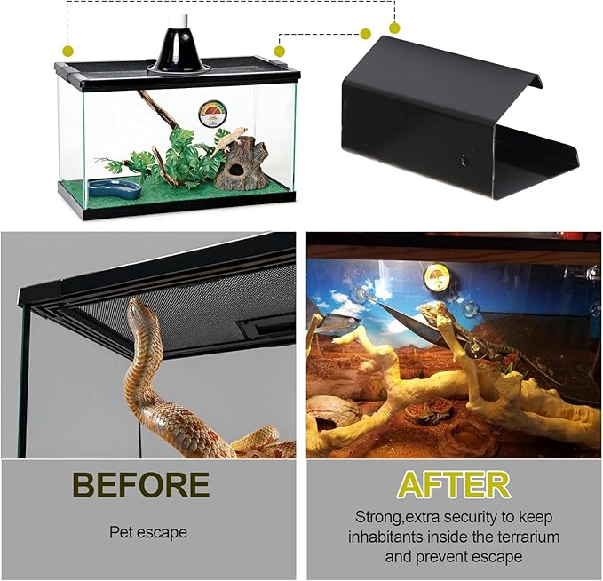 6Pack Reptile Terrarium Covers Heavy Duty Screen Clips for 5-29 Gallons, Aquarium Lid Clips for Reptile Tank Lid, Rreptile Enclosure Lock for Amphibian and Turtle Terrarium Covers