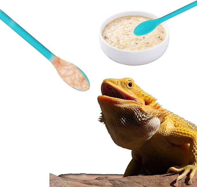 4 Pcs Reptile Spoon, Crested Gecko Food Mixing Spoon Crested Gecko Accessories Long Handle Feeding Tool fit Lizard Gargoyle Bearded Dragon