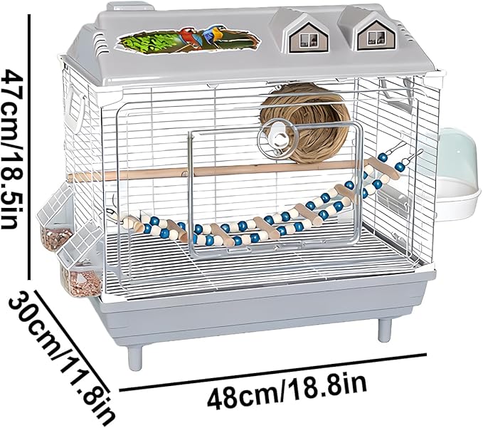 Clear Parakeet Carrier - Portable Bird Cage, Cockatiel Cage with Wooden Perch for Indoor Birds, Sturdy Practical Design Feature, Bird Accessory, Lovebird Finches Cages Use